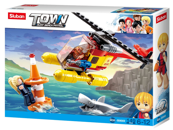 Surf Beach Patrol Helicopter - Model Bricks Town - 149pc