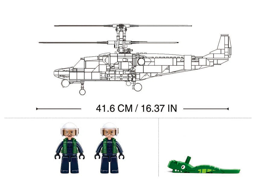 KA-52S Helicopter Gunship - Scale 1 to 35 - Model Bricks 913pcs - Brain Spice