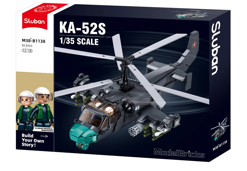 KA-52S Helicopter Gunship - Scale 1 to 35 - Model Bricks 913pcs - Brain Spice