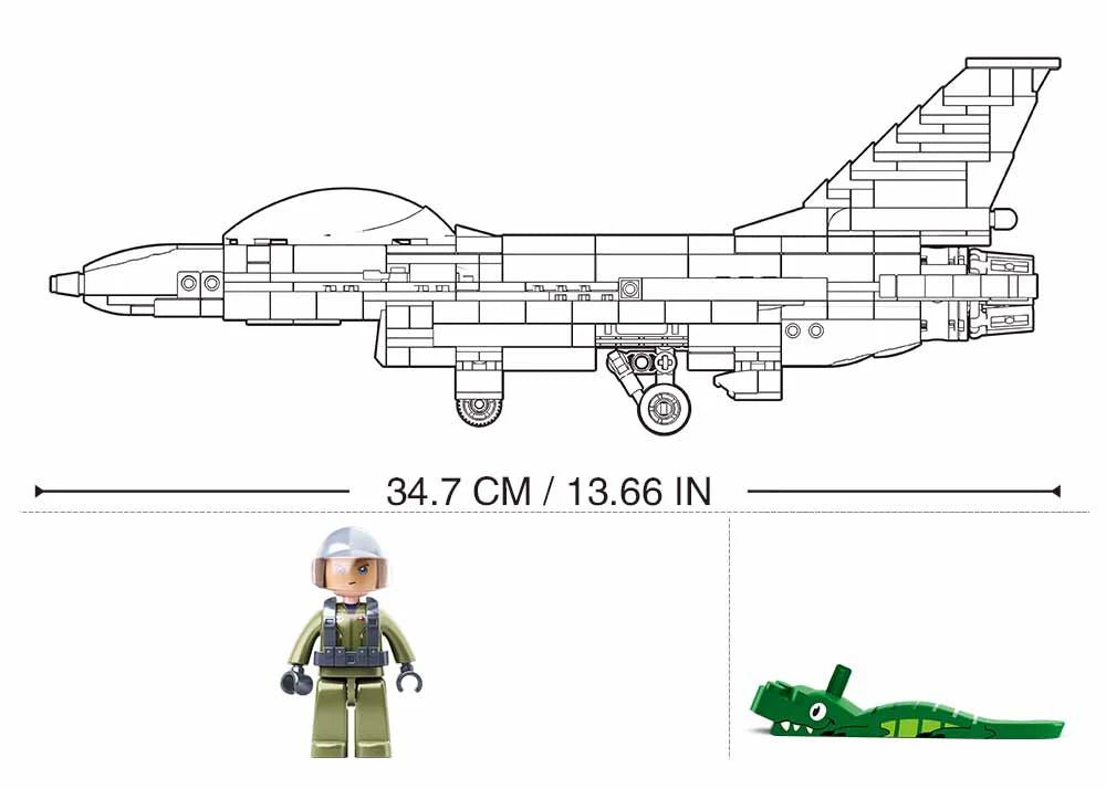 Model Bricks F-16C Falcon Fighter - 521pc - Brain Spice