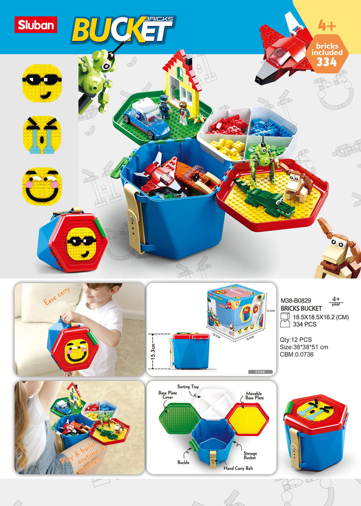 Model Bricks Boys Bucket - 334pc - Brain Spice