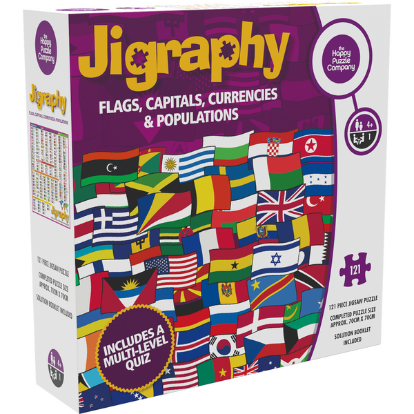 Jigraphy - Flags Capitals Currencies and Populations Puzzle