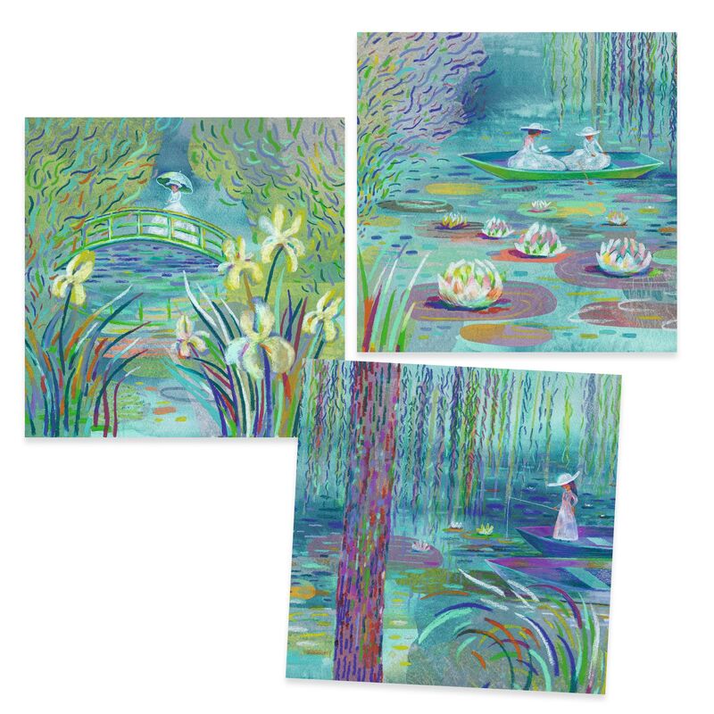 Inspired by Water Lily Pond - Claude Monet - Wax Crayons - Brain Spice