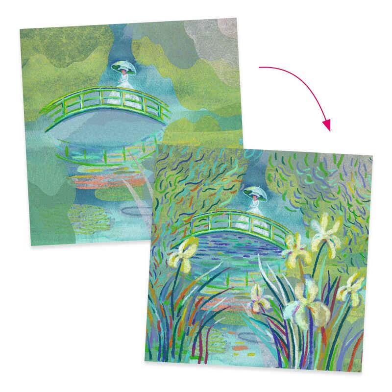 Inspired by Water Lily Pond - Claude Monet - Wax Crayons - Brain Spice