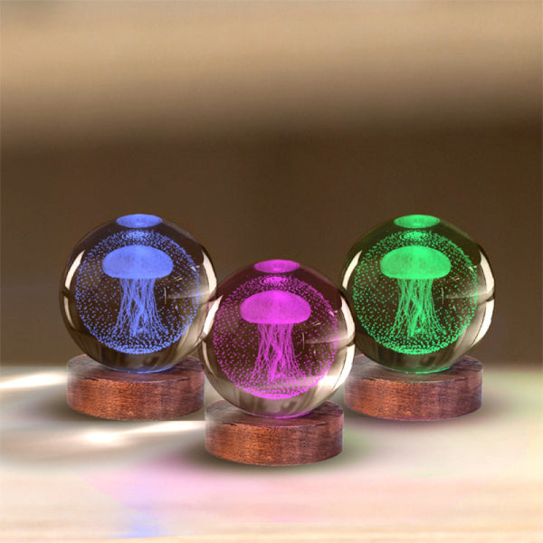 Jellyfish - 3D Crystal Ball Lamp - Brain Spice