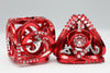 Jewelled Red Hollow Hearts 7-Dice Set - Brain Spice