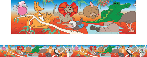 Aussie Wildlife - Large Self Adhesive Repositional Border - Brain Spice
