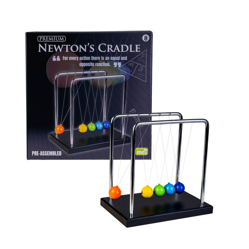 Large Newton's Cradle with Multi-colour Ball W Black Base - Brain Spice
