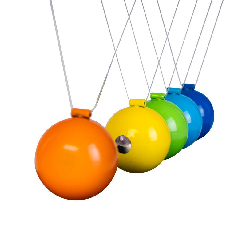 Large Newton's Cradle with Multi-colour Ball W Black Base - Brain Spice