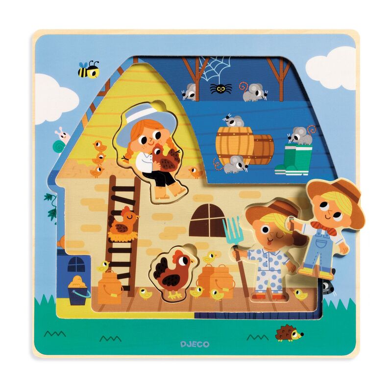 Layered Barnyard Puzzle - 12 Pieces - Brain Spice