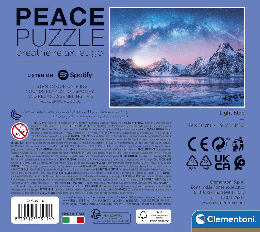 Light Blue Peace Puzzle - 500pc - Brain Spice