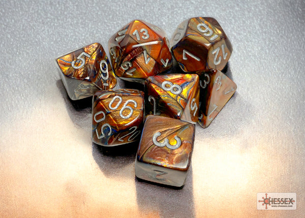 Lustrous Gold-Silver - Polyhedral 7-Dice Set - Brain Spice