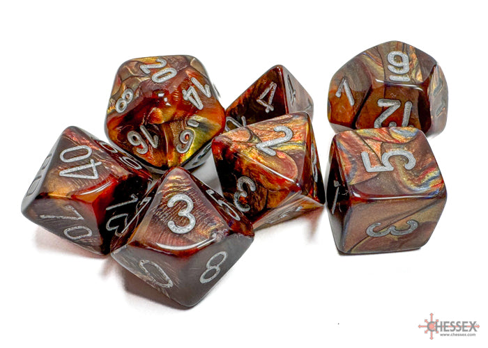 Lustrous Gold-Silver - Polyhedral 7-Dice Set - Brain Spice