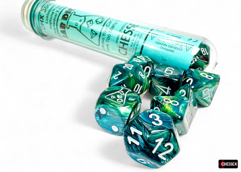 Lustrous Polyhedral Neptune-Grey 7-Dice Set - Brain Spice