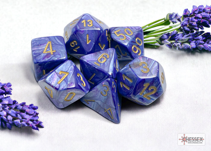 Lustrous Purple-Gold - Polyhedral 7-Dice Set - Brain Spice