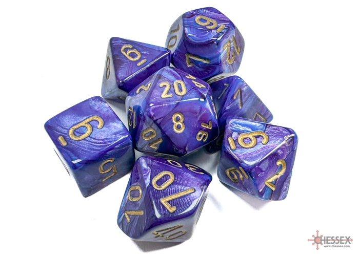 Lustrous Purple-Gold - Polyhedral 7-Dice Set - Brain Spice