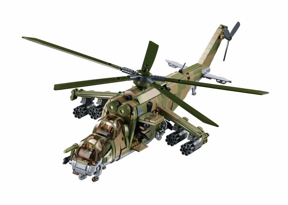 MI-24S Helicopter Gunship 3-in-1 - Scale 1 to 35 - Model Bricks 893pcs - Brain Spice