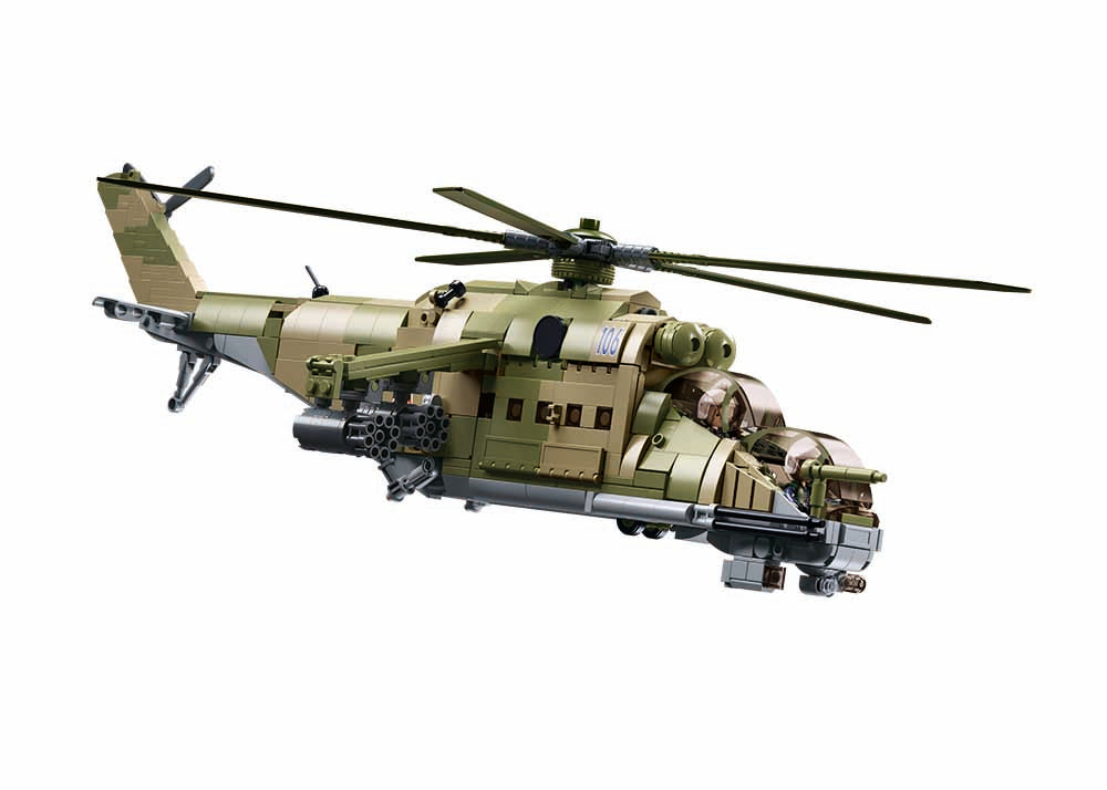 MI-24S Helicopter Gunship 3-in-1 - Scale 1 to 35 - Model Bricks 893pcs - Brain Spice