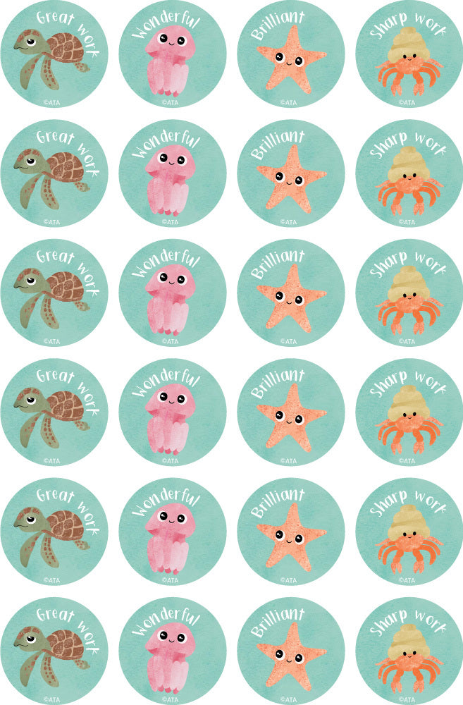 Reef Creatures - Merit Stickers - Brain Spice