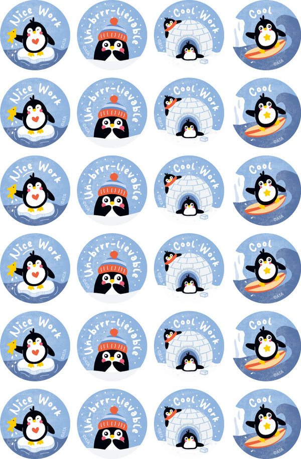 Playful Penguins - Merit Stickers - Brain Spice