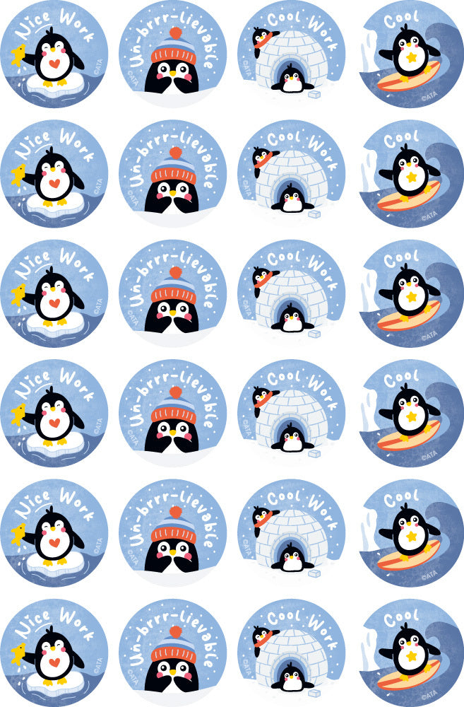 Playful Penguins - Merit Stickers - Brain Spice