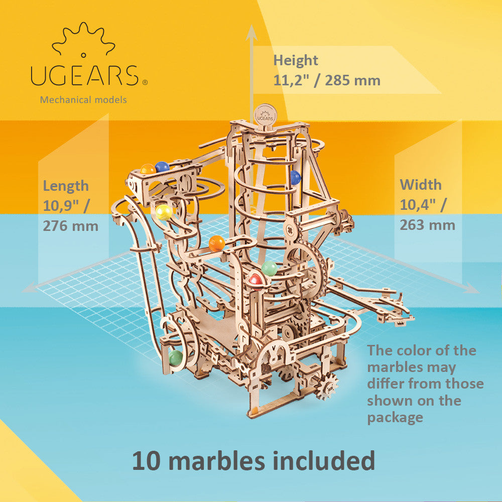 Marble Run Spiral Hoist - uGears - Brain Spice