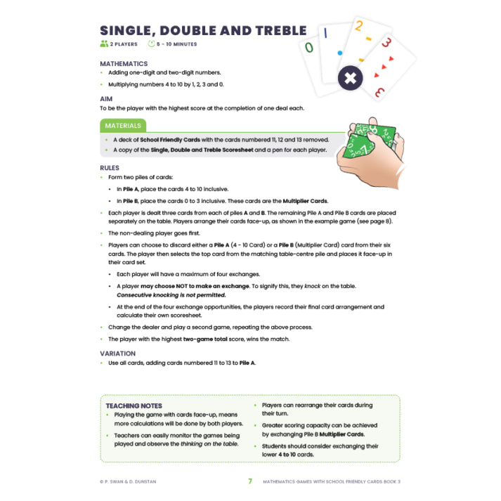 Maths games With School Friendly Cards Book 3 - Brain Spice