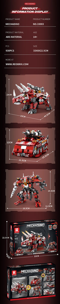 Mecha Dino Triceratops - 930pc - Brain Spice