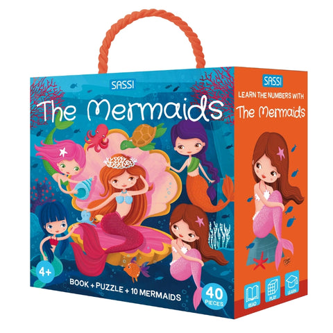 Mermaids 3D Puzzle & Book Set - 40pc - Sassi Learn Numbers - Brain Spice