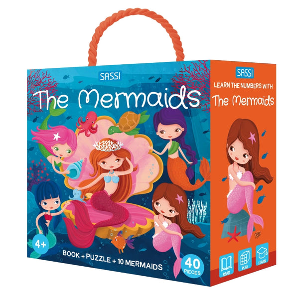 Mermaids 3D Puzzle & Book Set - 40pc - Sassi Learn Numbers - Brain Spice
