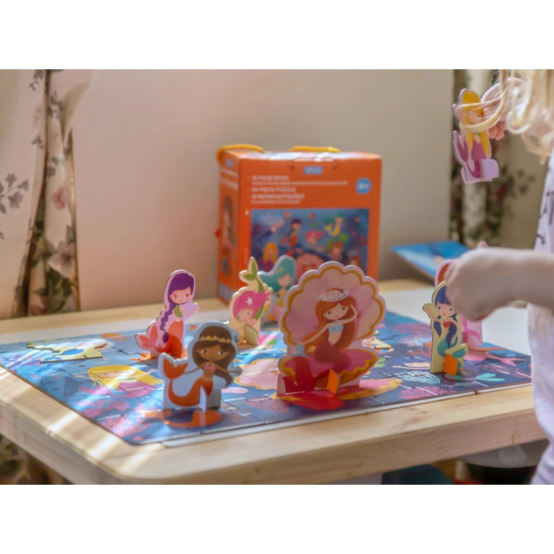 Mermaids 3D Puzzle & Book Set - 40pc - Sassi Learn Numbers - Brain Spice