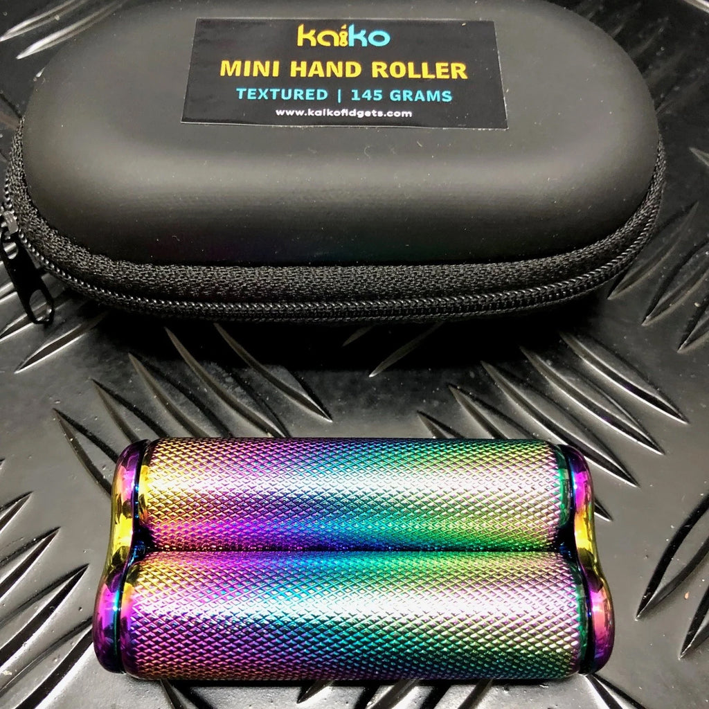 Mini Metal Hand Roller - Textured Oil Slick - 145g - Brain Spice