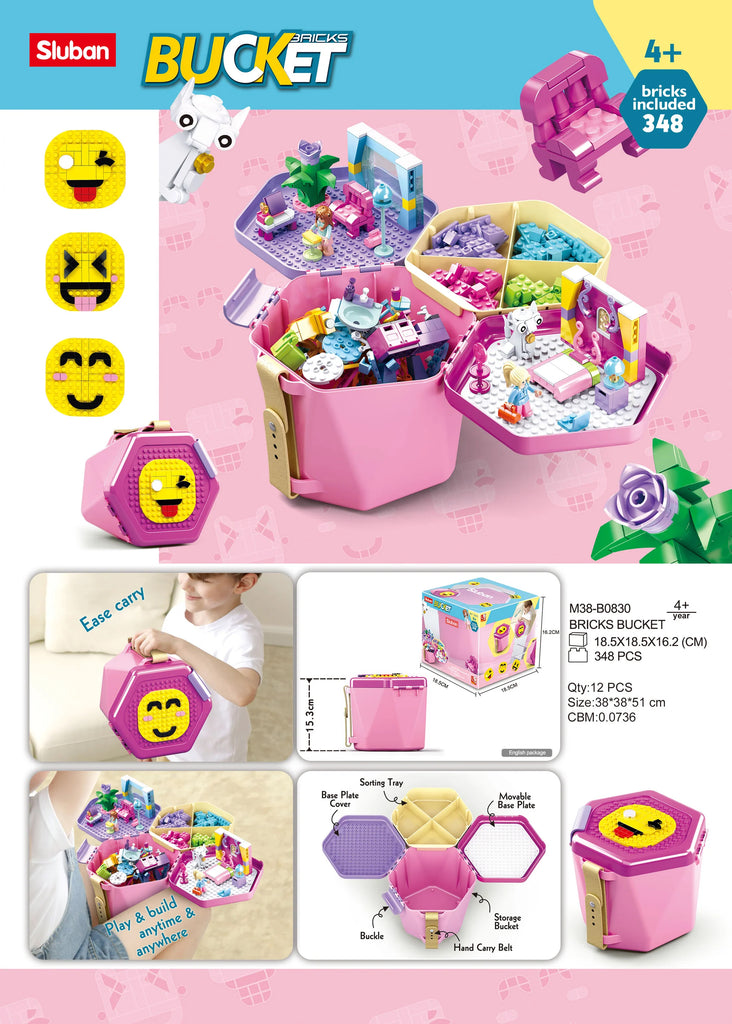Model Bricks Girls Bucket - 348pc - Brain Spice