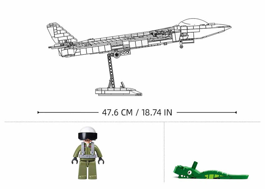 Model Bricks J20 Stealth Aircraft Metal Coating SCALE 1:44 - 1007pc - Brain Spice