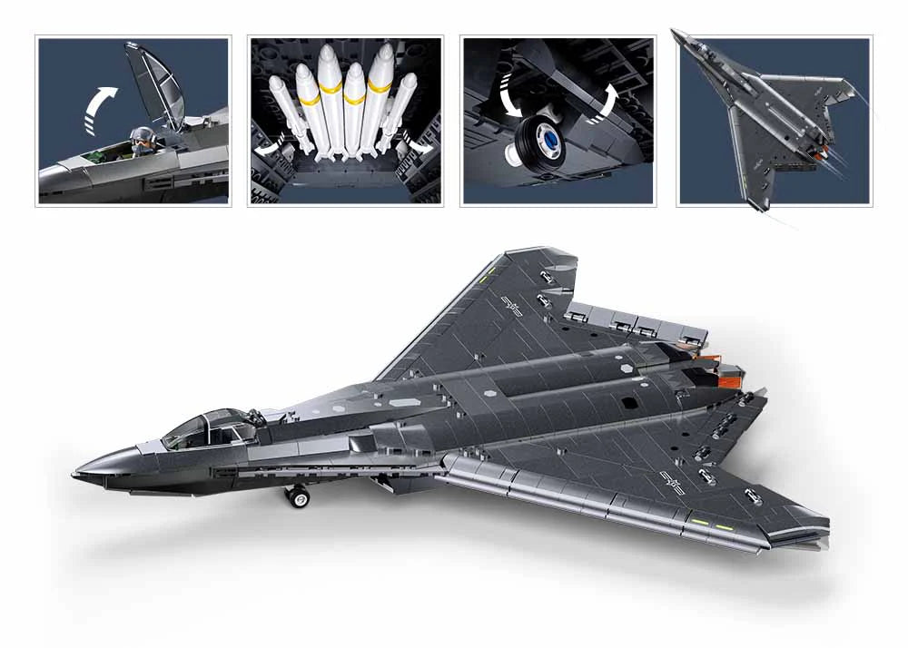 Model Bricks J50S Fighter Jet SCALE 1:44 - 879pc - Brain Spice