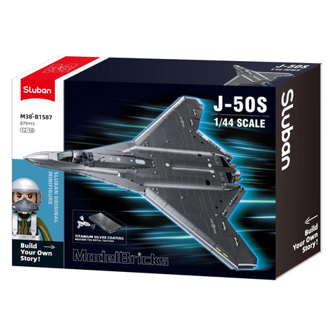 Model Bricks J50S Fighter Jet SCALE 1:44 - 879pc - Brain Spice