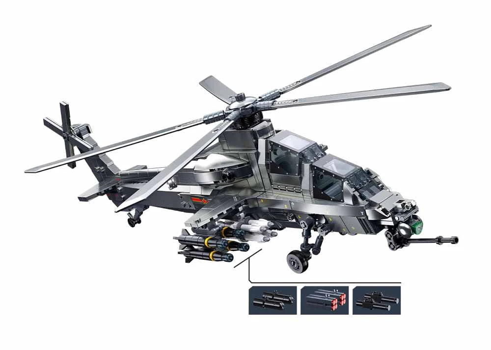 Model Bricks WZ-10S Helicopter SCALE 1:35 - 941pc - Brain Spice