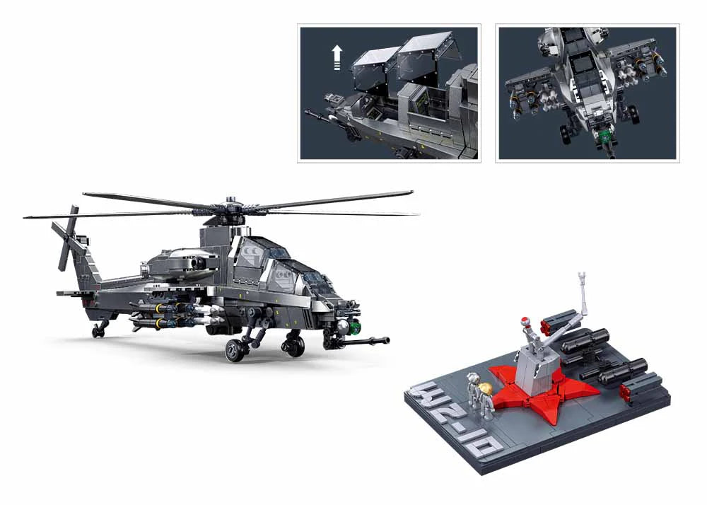 Model Bricks WZ-10S Helicopter SCALE 1:35 - 941pc - Brain Spice