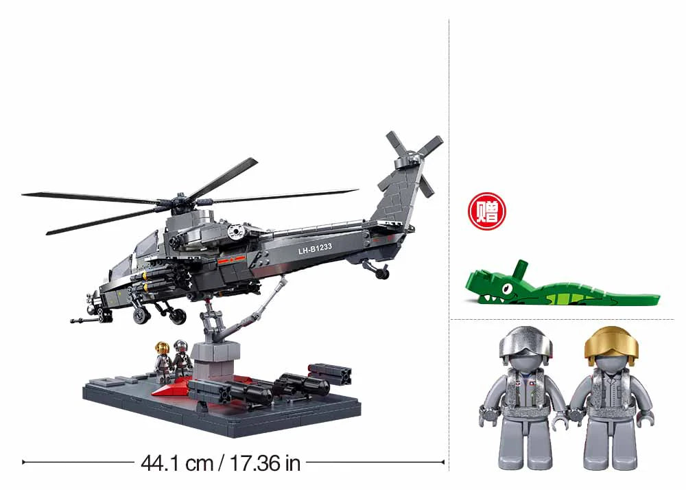 Model Bricks WZ-10S Helicopter SCALE 1:35 - 941pc - Brain Spice