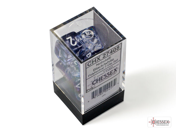 Nebula Black-White 7 Dice Set - Brain Spice