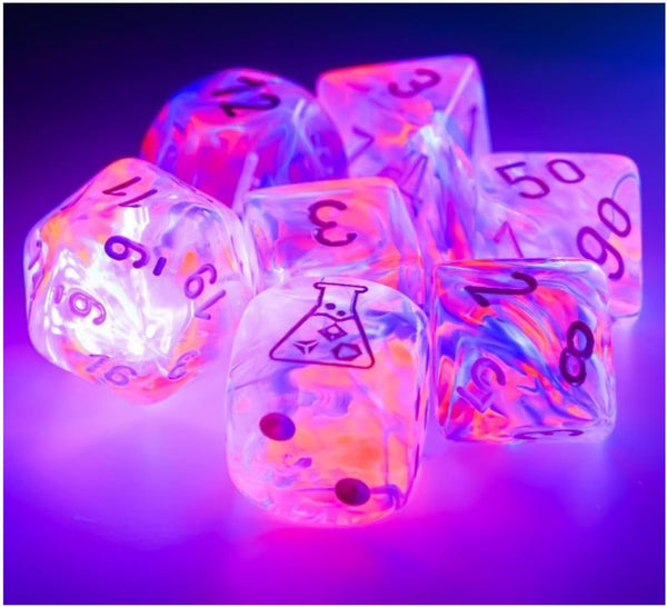 Nebula Black Light Special-White 7-Dice Set - Brain Spice