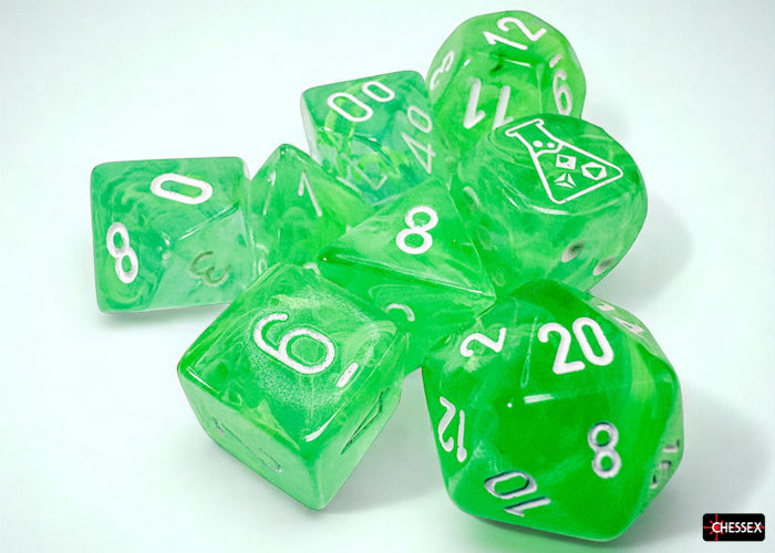 Nebula Gelatinous-White 7-Dice Set - Brain Spice