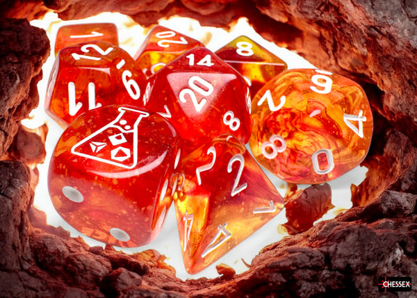 Nebula Molten-White Luminary 7-Dice Set - Brain Spice