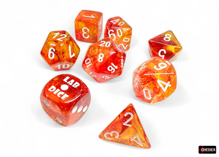 Nebula Molten-White Luminary 7-Dice Set - Brain Spice
