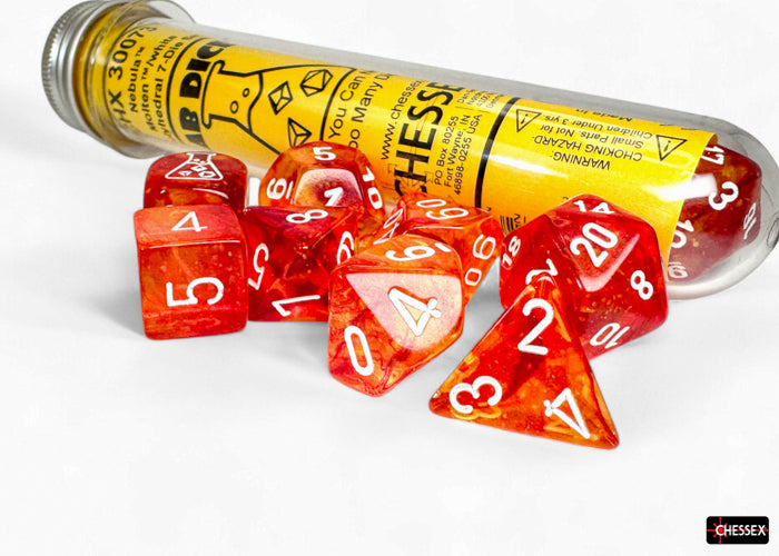 Nebula Molten-White Luminary 7-Dice Set - Brain Spice