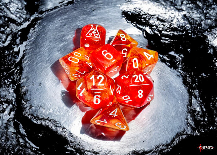Nebula Molten-White Luminary 7-Dice Set - Brain Spice