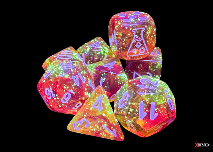 Nebula Molten-White Luminary 7-Dice Set - Brain Spice