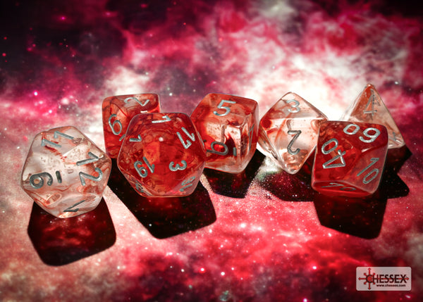 Nebula Red-Silver Luminary - Polyhedral 7-Dice Set