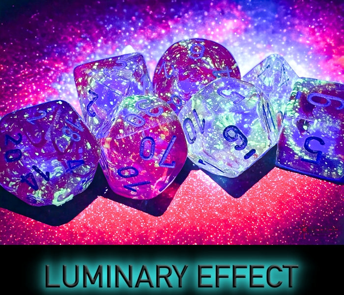 Nebula Red-Silver Luminary - Polyhedral 7-Dice Set - Brain Spice