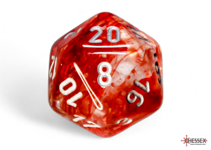 Nebula Red-Silver Luminary - Polyhedral 7-Dice Set - Brain Spice